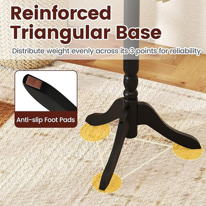 Giantex Solid Wood Coat Rack, Freestanding Hall Tree with 3 Adjustable Heights and 11 Hooks, Rubber Wood Frame, Entryway Hanger Stand, Wooden Garment Rack for Hallway, Living Room (Black)
