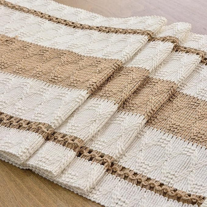 FEXIA Boho Table Runner with Tassels 12x90 Inches for Home Decor Farmhouse Rustic Macrame Burlap Table Decoration for Pottery Barn Furniture, Living Room and Dining Room