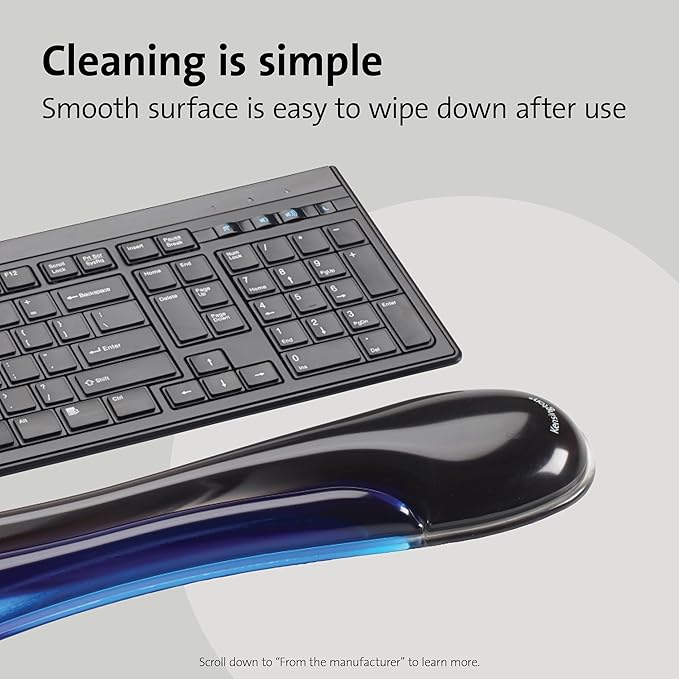 Kensington Duo Gel Wrist Rest for Keyboard, Wrist Pad for Keyboard, Ergonomic Keyboard Wrist Pad, Computer Keyboard Pad with Wrist Support, Cooling Gel, Non-Skid Backing, Blue K62397AM, 19" x3.7