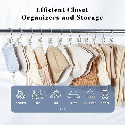 Legging Organizer for Closet, Yoga Pants Hangers 20 Pack Hanging Chip Clips Clothes Pins Holds Leggings, Space Saving Hanger Closet Organizers and Storage for Workout Sets, Hat, Bag - Ivory White