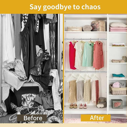 Closet Rod, 17 to 87 Inch Stainless Steel Adjustable Closet Rod,1.3 Inch Diameter Heavy Duty Closet Rods for Hanging Clothes,Silver Closet Poles for Wardrobes