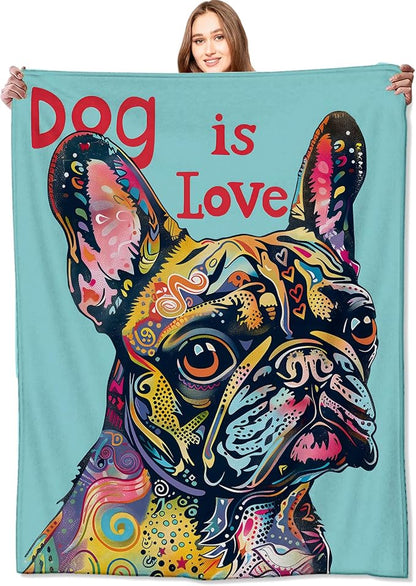 French Bulldog Blanket Pop Art Dog Throw Blankets,Birthday Gifts for Kids Adult Women & Pet Lovers,Lightweight Soft Fleece,for Sofa Couch Bed Room Farmhouse Art Decor 40x50in