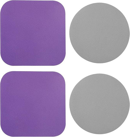 LUTER 4pcs Jar Opener, Rubber, Multi-function Silicone Bottle Opener for Seniors with Weak Hands Lid Cap Gripper Pads Kitchen Coasters Gadgets(Grey, Purple)