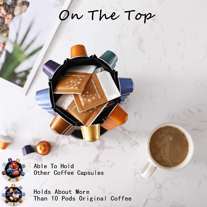Pod Holder for Nespresso Original for 40 Nespresso Original Pods With Central Additional Pods Storage(Carousel-50+ Pods)