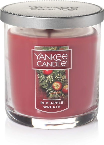 Yankee Candle Red Apple Wreath Scented, Classic 7oz Small Tumbler Single Wick Candle, Over 35 Hours of Burn Time