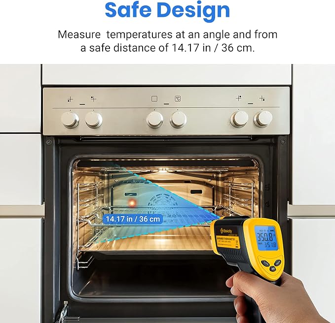 Etekcity Infrared Thermometer Laser Temperature Gun 1080, -58°F~ 1130°F for Meat Food Candy Pizza Oven, Heat Gun for Cooking, Kitchen, Fridge, Reptile, BBQ, HAVC, Adjustable Emissivity & Max Measure