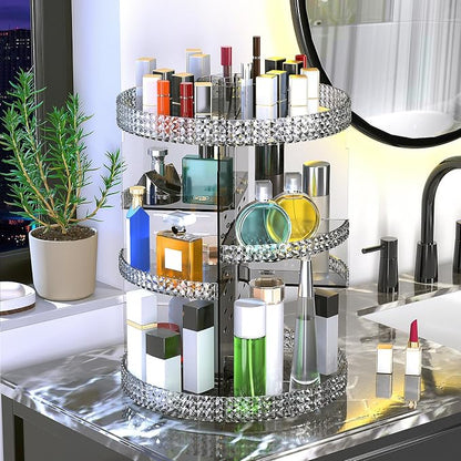 Awenia Makeup Organizer 360-Degree Rotating, Adjustable Makeup Storage, 7 Layers Large Capacity Cosmetic Storage Unit, Fits Different Types of Cosmetics and Accessories, Plus Size(Gray)