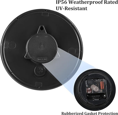 CLXEAST 10.4 Inch Indoor Outdoor Clocks Waterproof,Outdoor Clock with Temperature for Bathroom,Kitchen, Patio,Pool,Bronze/Dark Brown Finish,House Warming Gifts New Home