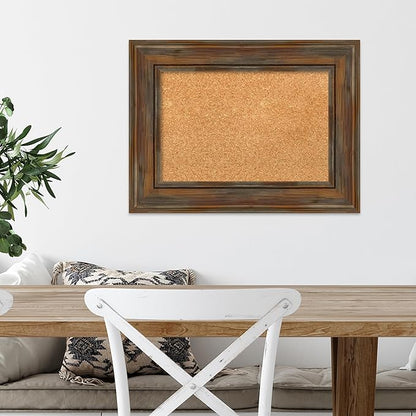 Amanti Art Natural Cork Board for Wall, 18x24 Vision Board with Brown Wood Frame, Small Corkboard Office Decor for Home Organization, Country Rustic Corkboard Pinboard to Display Items for Home