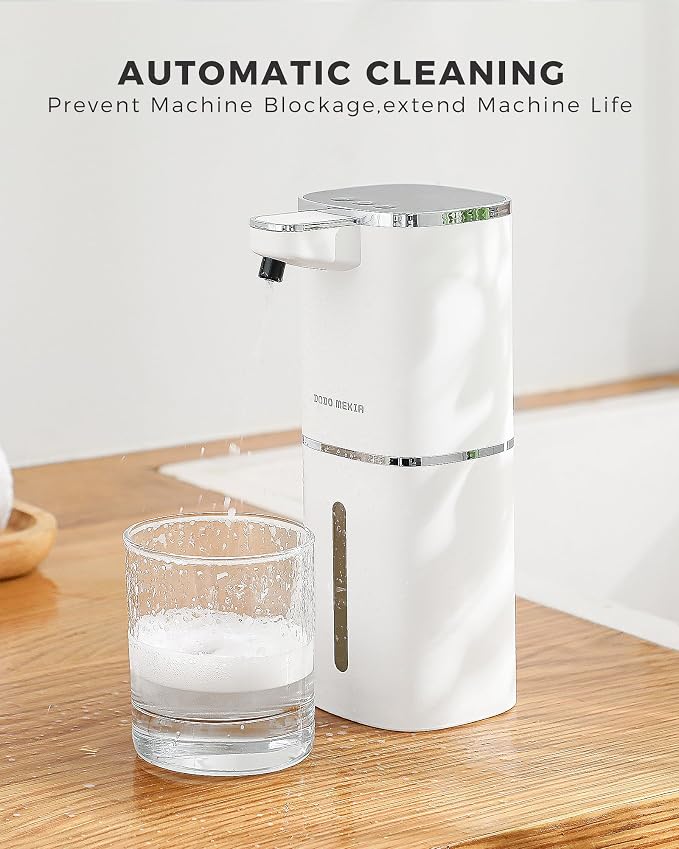 2 Pack Automatic Liquid Soap Dispenser, 13.5oz/400mL, USB Rechargeable, 9-Adjustable Liquid Levels, IPX5 Waterproof, Touchless & Wall/Tabletop Use for Kitchen Bathroom, White