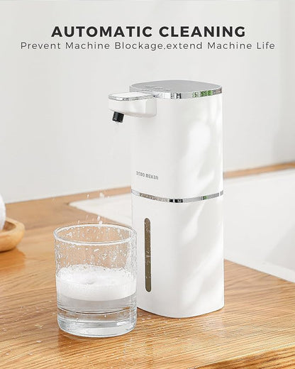 2 Pack Automatic Liquid Soap Dispenser, 13.5oz/400mL, USB Rechargeable, 9-Adjustable Liquid Levels, IPX5 Waterproof, Touchless & Wall/Tabletop Use for Kitchen Bathroom, White