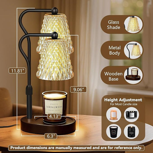 Candle Warmer Lamp with Timer Dimmable, Birthday Gifts for Women Mom, House Warming Gifts New Home Decor, Wax Melt Warmer for Jar Candles with 2 Bulbs
