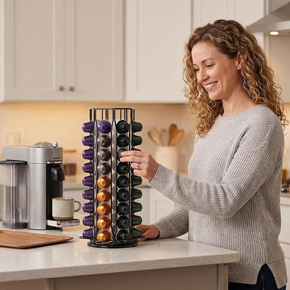 Coffee Pod Holder for Nespresso OriginalLine, Coffee Pod Storage Organizer 360 Degree Rotatable Capsules Carousel for Nespresso, for Home Bar Countertop (60 pods)