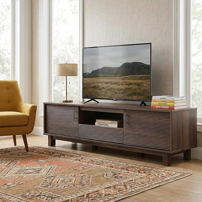 Amada 58" TV Stand for TVs up to 65 Inch, Fluted Entertainment Center with Storage Cabinets and Drawer, Mid Century Modern TV Console for Living Room & Bedroom, Walnut