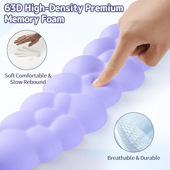Sushret Cloud Wrist Rest Keyboard, Cloud Keyboard Wrist Pad Set with PU Leather Memory Foam, Cute Arm Rest for Palm Support, PC/Gaming Desk Accessories/Office Setup/Computer Hand Cushion - Purple