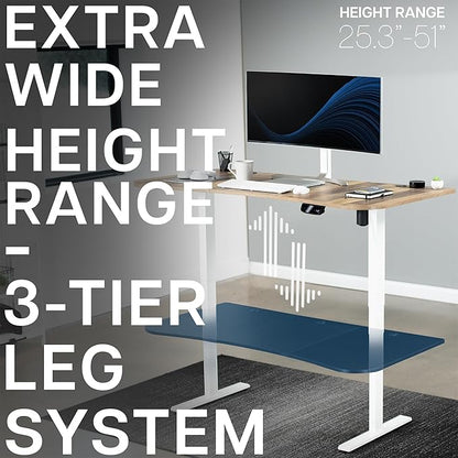 VIVO Electric 63 x 32 in Standing Desk, Memory Height Adjustment, 176 lb Frame Support, 2E Series, Reclaimed Wood Top White Frame, DESK-KIT-2EWP
