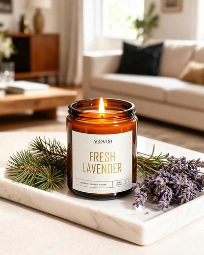 AOOVOO Candles Set - 6PC Scented Candles, Soy Candle, Aromatherapy Candle, Soy Wax Candle, Candle for Home Scented, Lavender/Vanilla/Eucalyptus/Sage/Citrus/Rose
