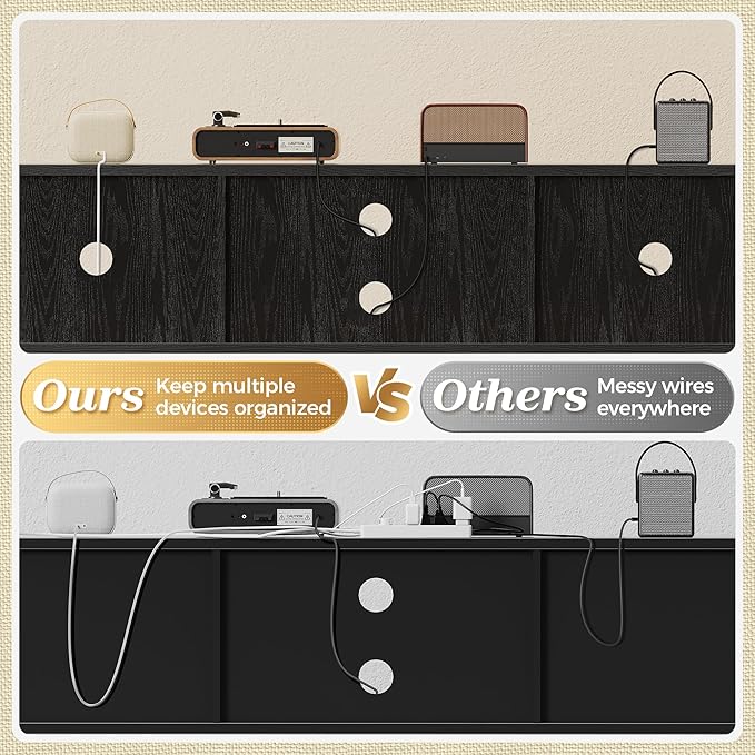 SUPERJARE TV Stand for 65 Inch TV, Entertainment Center with Adjustable Shelf, TV Console with 2 Cabinets, Media Console, Solid Wood Feet, 4 Cord Holes, for Living Room, Black
