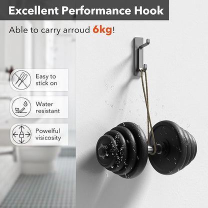 pickpiff Wall Hooks for Coat and Towel: 13LB Strong Adhesive Door Hanger Stick on, Grey 6 Pack