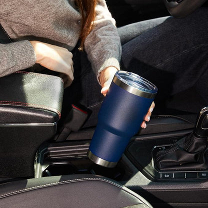 MEWAY 30oz Tumbler Double Wall Vacuum Insulated Travel Mug, Stainless Steel Tumbler with Lid, Durable Powder Coated Insulated Coffee Cup for Cold & Hot Drinks (Navy,1 PACK)