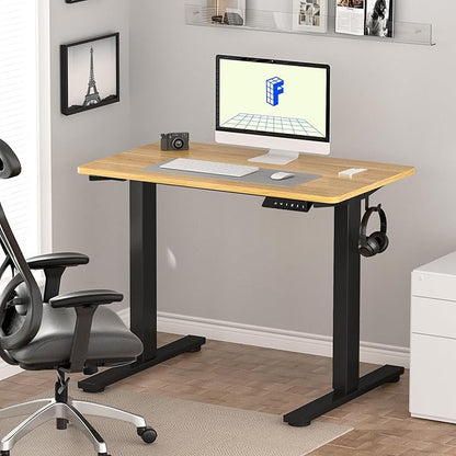 FLEXISPOT EN1 One-Piece Standing Desk with 1-Inch Thick Desktop, 40"x24" Electric Height Adjustable Desk for Home Office & Multi-Device Workstations, Maple