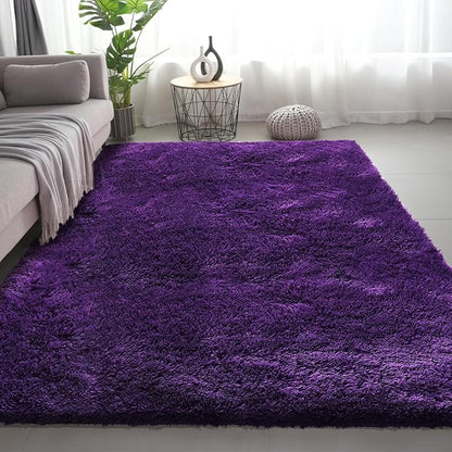 Shag Area Rugs for Bedroom Living Room,6X9 Ultra Soft Purple Fluffy Area Rugs for Dorm,Indoor Carpet Plush Rugs for Home Decor, Purple