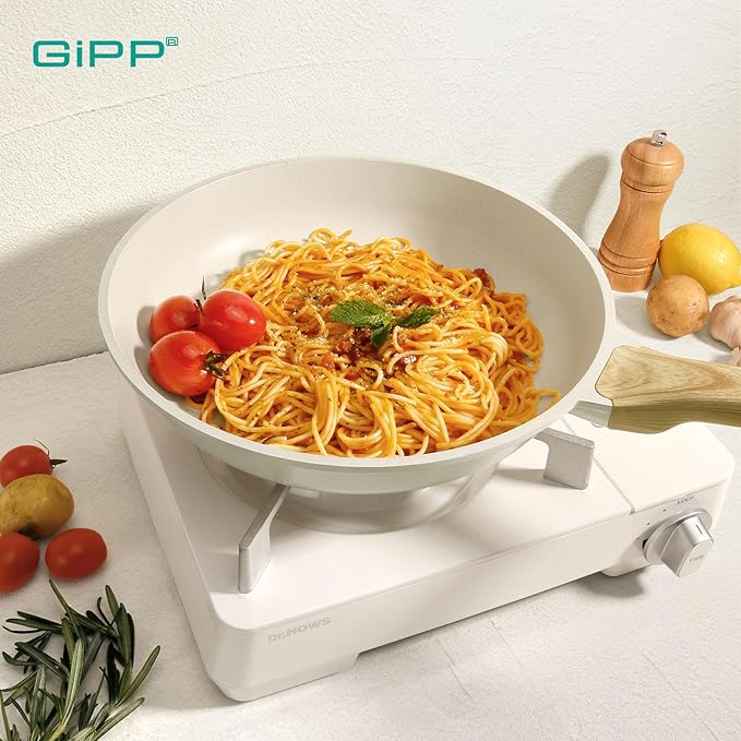GiPP Non Stick Frying Pan Set - 9.5" 10.2" 11" Granite Nonstick Pan Skillet, Non Toxic Pans for Cooking, Omelette Pans with Stay Cool Handle, Induction Compatible, PFAS/PTFE/PFOA Free, White