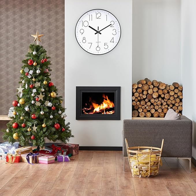 jomparis 16 Inch Large Wall Clock Modern Elegant Simple Style for Living Room Office (Black)