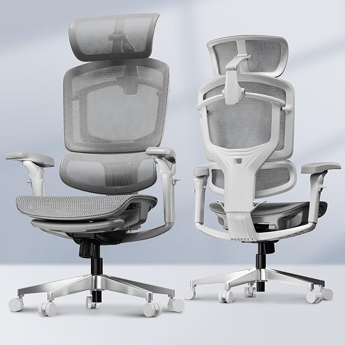 FLEXISPOT ErgoX-PRO Ergonomic Office Chair with Footrest Grey – AeroWeave 5.0 Mesh Seat, 5D Lumbar, 7D Armrests, 4D Headrest, 551LBS Capacity – Office, Gaming, Home