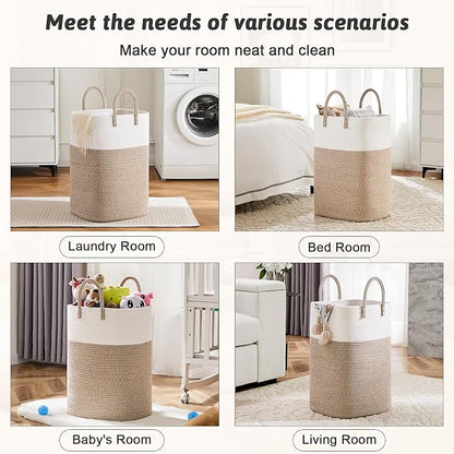 Artfeel Laundry Basket,Woven Cotton Rope Laundry Hamper,40L Versatile Storage for Dirty Clothes,Baby Toys,and Blankets in Bathroom, Nursery,and Living Room