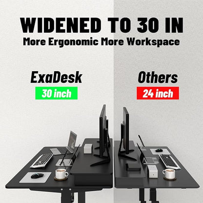 55 * 30 Inches Electric Standing Widened Desk Adjustable Height with 4 Drawers, Double Storage Shelves Stand Up Desk, Home Office Workstation Sit Stand up Desk (Classical Black)