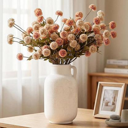 Ceramic Flower Vase, 9.3in Farmhouse Table Rustic Vases, Small Flower Terracotta Vases for Home Decor, Living Room,Table, Handcrafted (Antique)