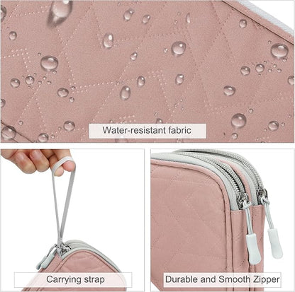 FYY Electronic Organizer, Travel Cable Organizer Bag Pouch Electronic Accessories Carry Case Portable Waterproof Double Layers All-in-One Storage Bag for Cable, Cord, Charger, Phone, Pattern Pink (M)