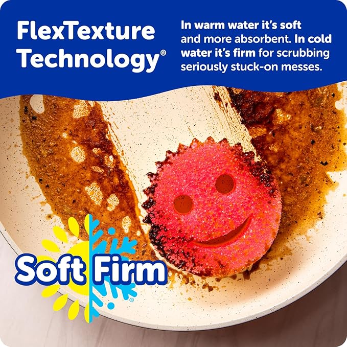 Scrub Daddy Colors Kitchen Sponges - Scratch-Free Dishwashing Sponges & Sponge for Kitchen Sink, Bathroom & Household Cleaning - BPA-Free Polymer Foam (3 Count)