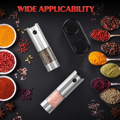 Electric Salt and Pepper Grinder- Automatic Battery Pepper Mill Shakers Kitchen Essentials for New Home Adjustable Coarseness Upgraded Larger Capacity with Led for Housewarming Gifts