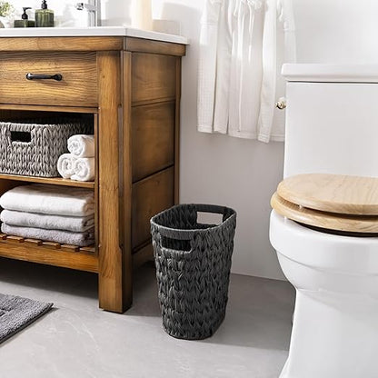 GRANNY SAYS Wicker Waste Basket, Waterproof Bathroom Trash Can, Decorative Boho Waste Baskets with Handles, Waste Basket for Bedroom, Office, 19 Liters/5 Gallons