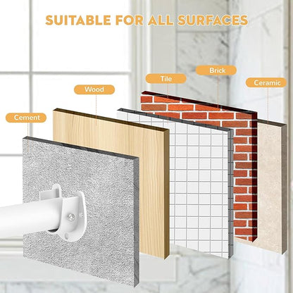 1.3 Inch Diameter Closet Rods for Hanging Clothes, Metal Heavy Duty Closet Rod 17-64 Inch Adjustable, White Closet Bar for Hanging Clothes, Suitable for Closet, Wardrobes, Bathroom, Windows