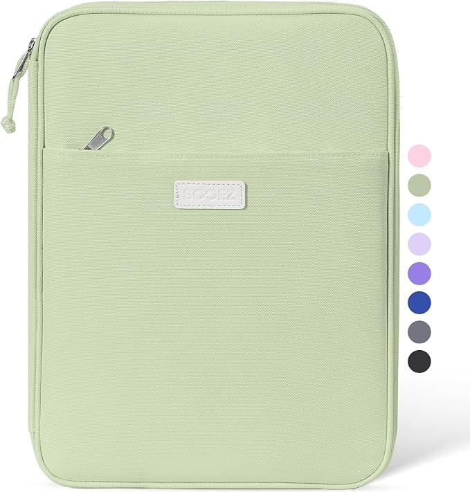 Sooez Zipper Binder Bag, 1 Inch Binders 3 Ring O-Ring, 5-Tab Dividers Expanding File Folder, 500-Sheet Capacity Three Ring Binder, Olive Green