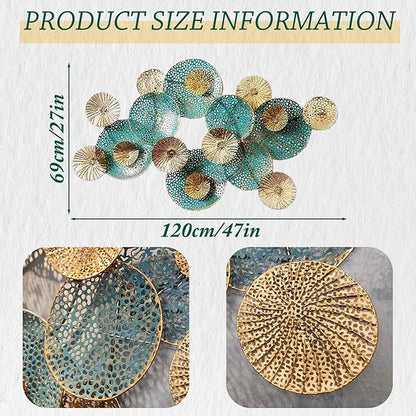 edaknez Large Metal Wall Art, Metal Flower Wall Decor for Living Room, 3D Stacked Leaves Wall Art Decor, Nautical Coastal Outdoor Indoor Wall Decor, Home Decoration (B 47 inch x 27 inch)