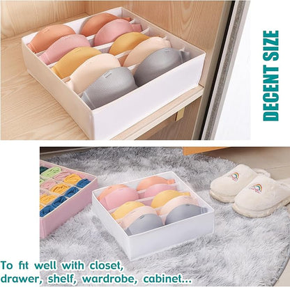 Drawer under Cabinet Clothes Organizer 5 Cell Foldable Storage Cubes Underwear Drawer Organizer Dividers Storage Boxes for Bra, Underwear（White）