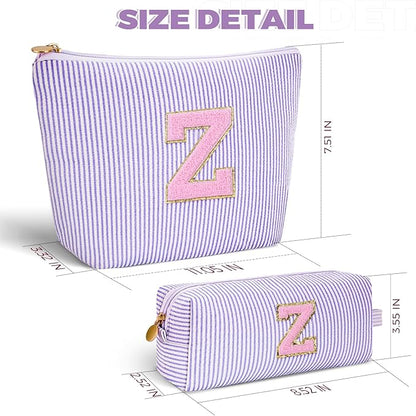 Personalized Makeup Bag for Women Girls - Fashion Cosmetic Bag Trendy Travel Toiletry Bag with Initials Letter - Teen Gifts - Lavender,Z