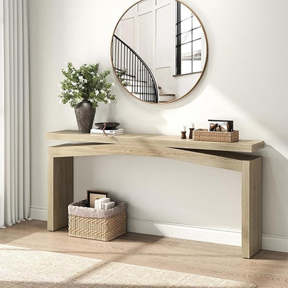 63-Inch Console Table Behind Sofa Rustic, Long Foyer Tables for Entryway Narrow, Modern Farmhouse Couch Table Wood for Hallway, Living Room, Home, Entrance, Light Tan Wood