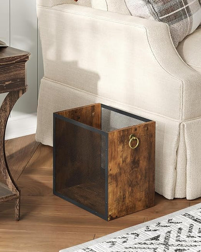 CHOEZON Waste Basket, 4.5 Gallon Rectangular Garbage Container, Trash Can, Trash Bin, for Bedroom, Office, Bathroom, Kitchen, Waste Rustic Brown and Black TCW33BF