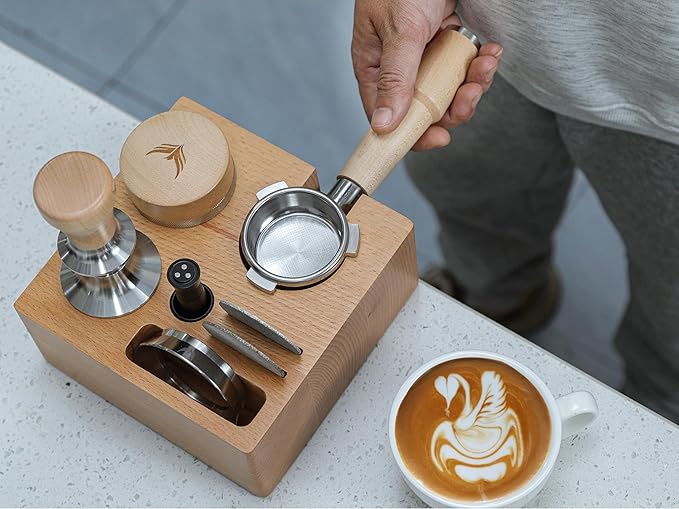 Tamping Station 54mm for Breville Espresso Machine Accessories – Portafilter Holder with Tamper, Distributor, Dosing Funnel, WDT Tool & Puck Screen Slots