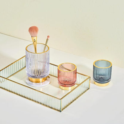Makeup Brush Holder Organizer,Toothbrush Holders,Desk Pen Pencil Holder,Multifunctional Vintage Glass Brush Cup(A3-26-US)
