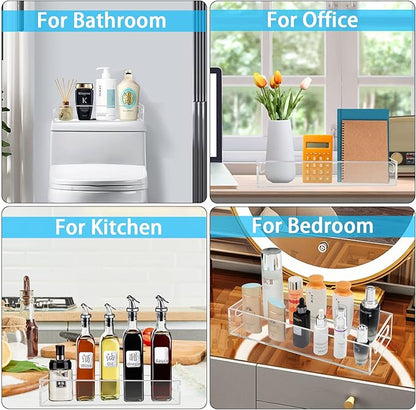 Tasybox Toilet Paper Holder with Storage, Acrylic Toilet Tank Tray, Clear Bathroom Trays with Handles Vanity Tray for Home Decor
