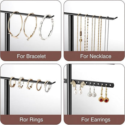 pickpiff Black Jewelry Stand Holder Organizer: 14.5" Sturdy Hanger for 80 Pcs Jewelry, Jewlery Tower for Display Necklace, Earring, Bracelet, Watch