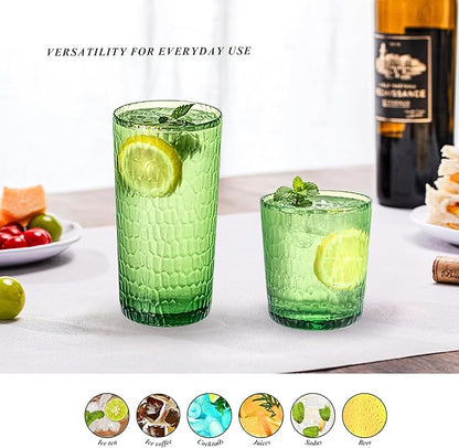 15oz and 22oz Colorful Acrylic Glasses Drinkware (Set of 8), Honeycomb Stackable Shatter-Proof Plastic Tumblers, Reusable Plastic Drinking Glasses, BPA-Free, Dishwasher-Safe