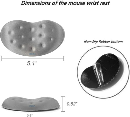 BRILA Ergonomic Memory Foam Mouse Wrist Rest Support Pad Cushion for Computer, Laptop, Office Work, PC Gaming - Massage Holes Design - Wrist Pain Relief (Grey Mouse Wrist Rest)