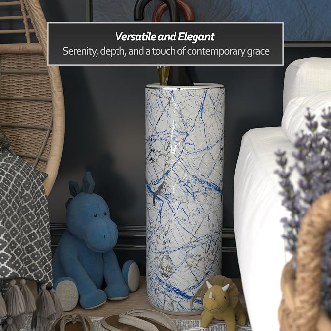 Red Lantern 24" Abstract Blue & Silver Umbrella Stand